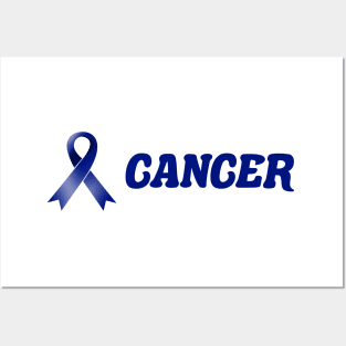 Colon Cancer Dark Blue Ribbon Fighting Posters and Art